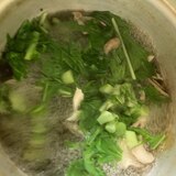 スープジャーレシピ♪水菜と舞茸のポン酢スープ
